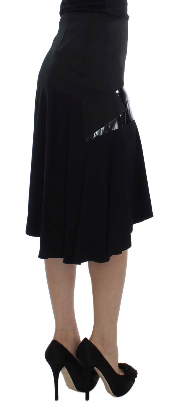 Exte Chic Black and Blue Cotton Blend Skirt Exte