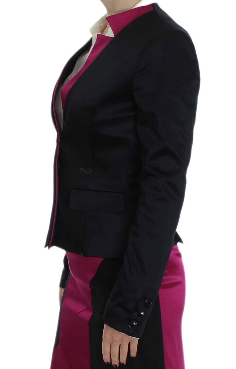 Exte Chic Black and Pink Single-Breasted Blazer Exte