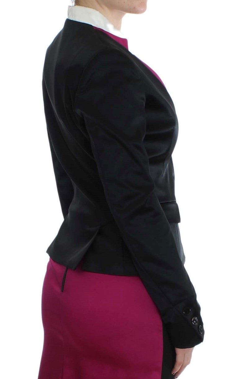 Exte Chic Black and Pink Single-Breasted Blazer Exte