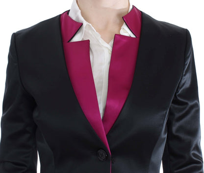 Exte Chic Black and Pink Single-Breasted Blazer Exte