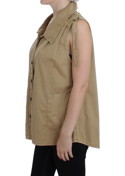 PLEIN SUD Beige Sleeveless Cotton Blouse PLEIN SUD