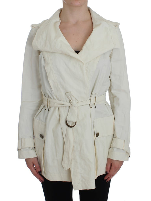 PLEIN SUD Elegant White Wrap Trench Jacket PLEIN SUD