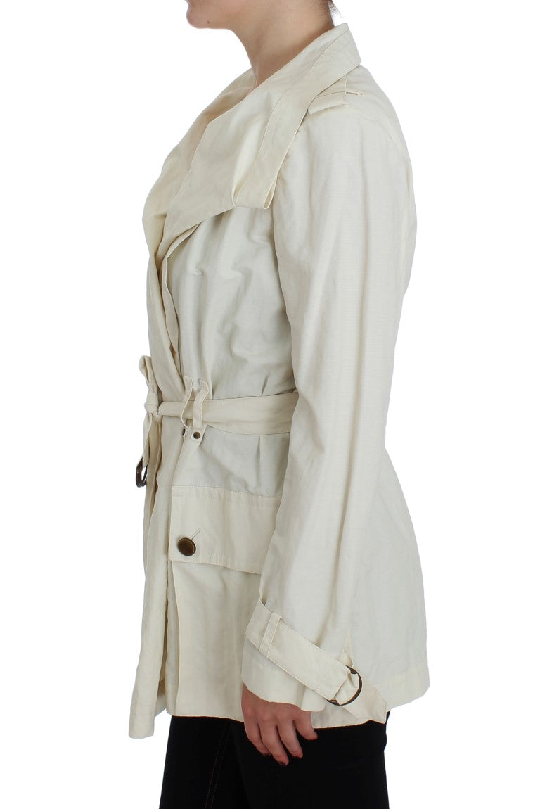 PLEIN SUD Elegant White Wrap Trench Jacket PLEIN SUD