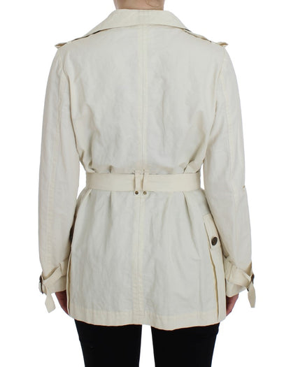 PLEIN SUD Elegant White Wrap Trench Jacket PLEIN SUD