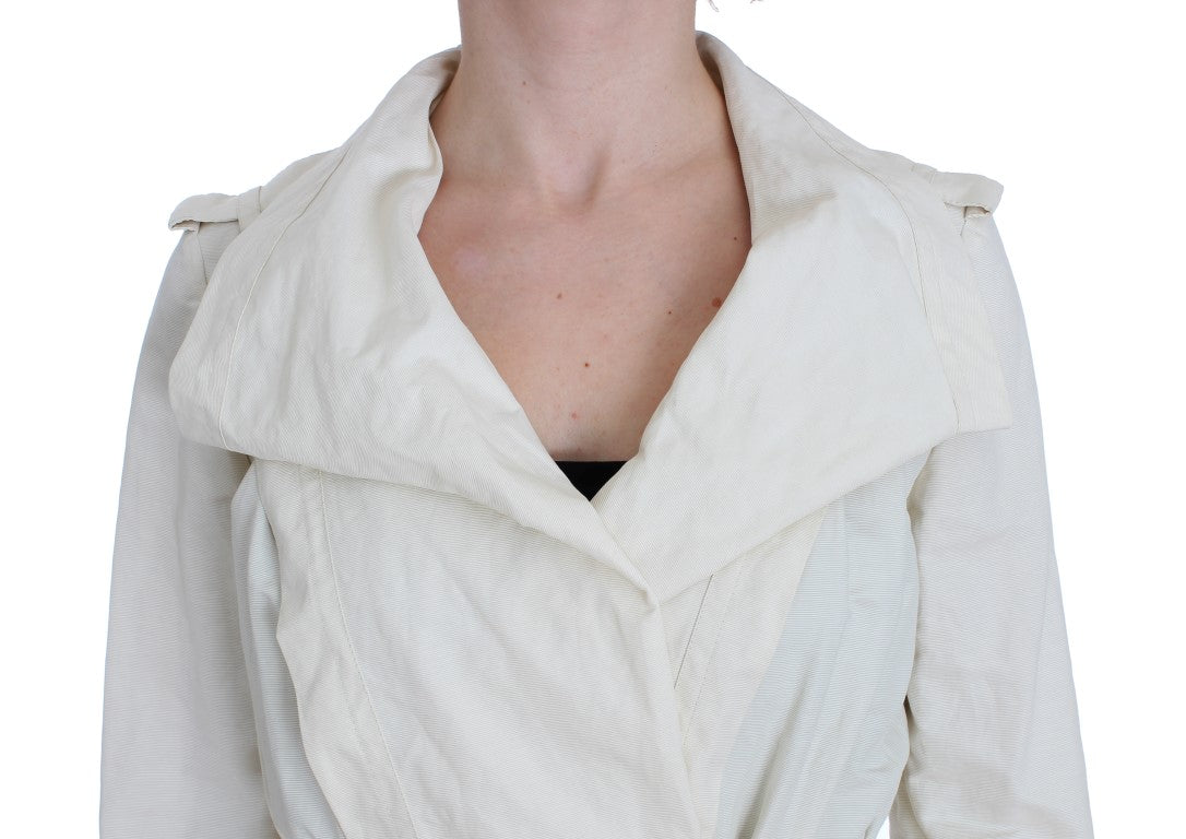 PLEIN SUD Elegant White Wrap Trench Jacket PLEIN SUD