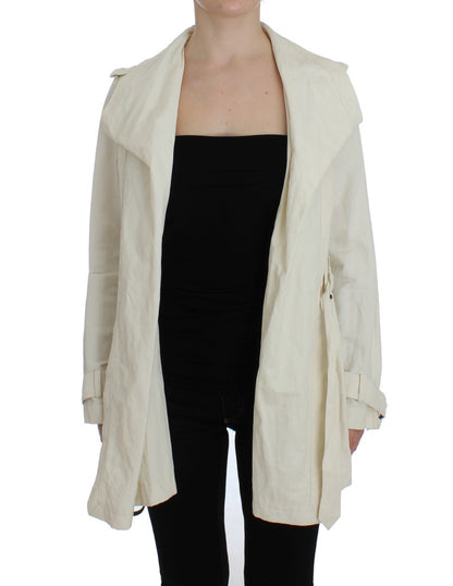 PLEIN SUD Elegant White Wrap Trench Jacket PLEIN SUD