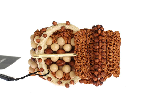 Dolce & Gabbana Elegant Beaded Raffia Waist Belt Dolce & Gabbana