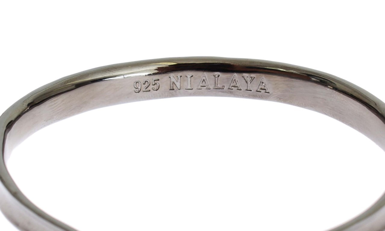 Nialaya Elegant Rhodium Silver Bangle Nialaya