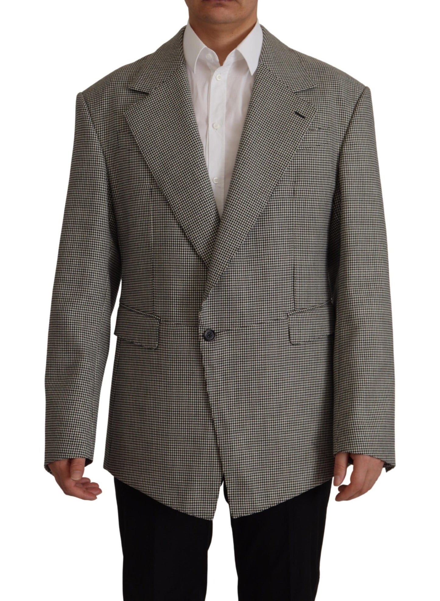 Dolce & Gabbana Elegant Gray Checkered Wool Blazer Dolce & Gabbana