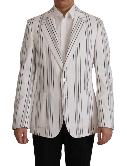 Dolce & Gabbana Elegant Striped Cotton Blend Blazer Dolce & Gabbana