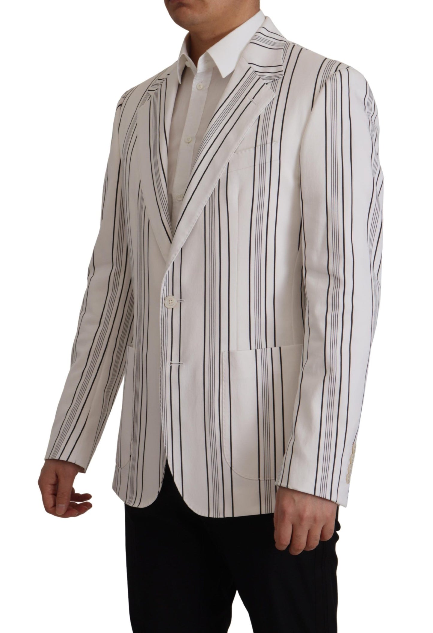 Dolce & Gabbana Elegant Striped Cotton Blend Blazer Dolce & Gabbana