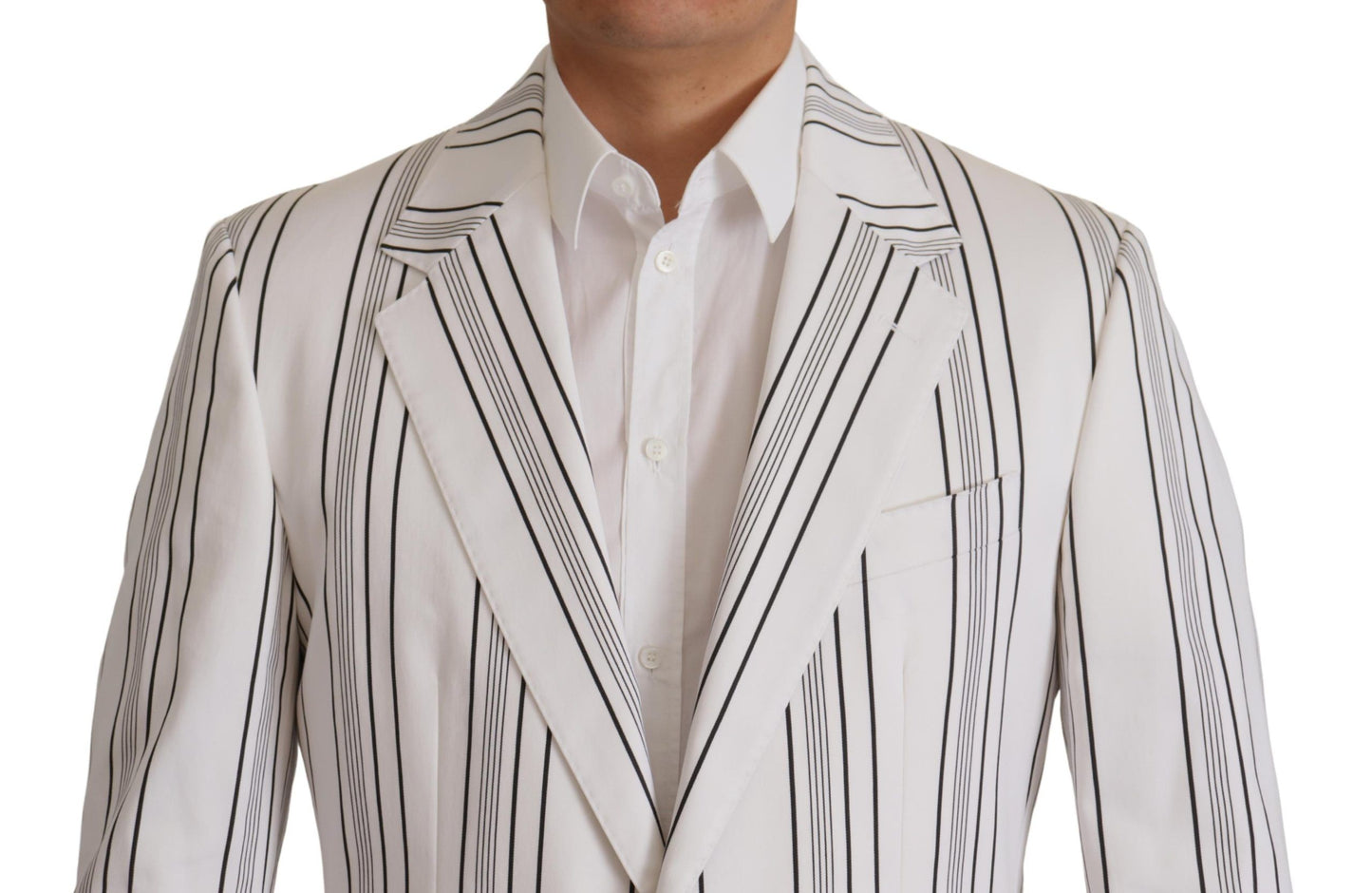 Dolce & Gabbana Elegant Striped Cotton Blend Blazer Dolce & Gabbana