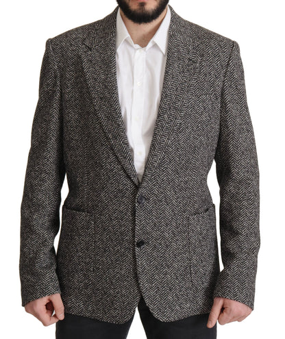 Dolce & Gabbana Exquisite Gray Herringbone Blazer Jacket Dolce & Gabbana