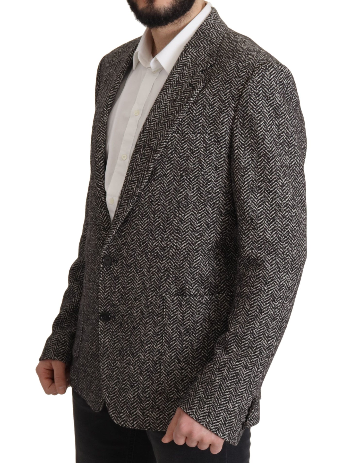 Dolce & Gabbana Exquisite Gray Herringbone Blazer Jacket Dolce & Gabbana