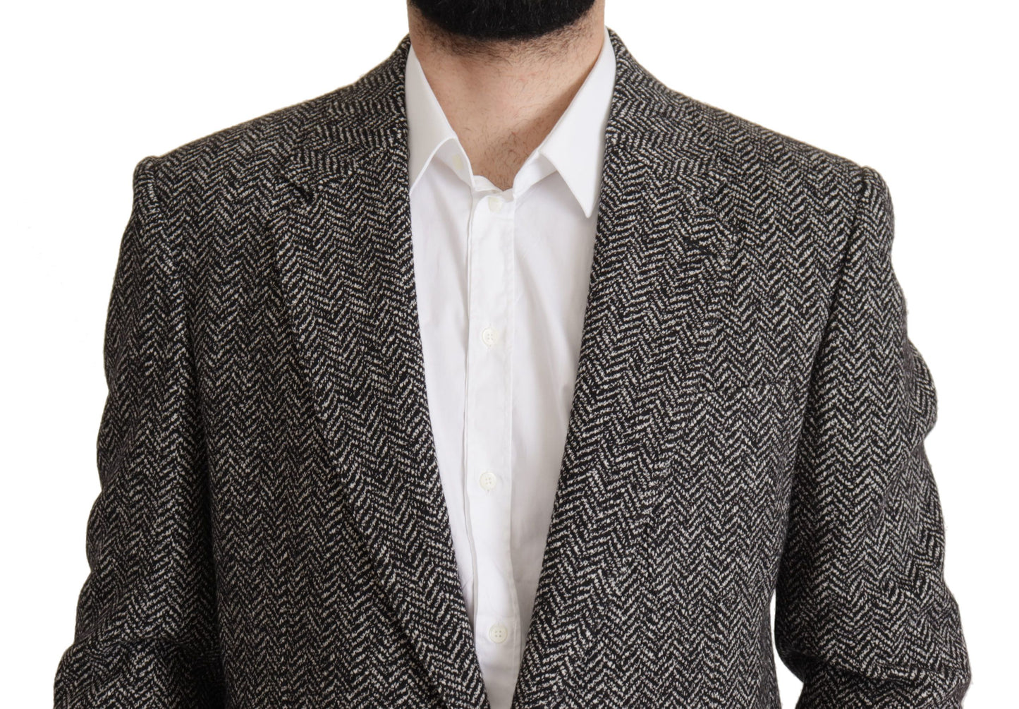 Dolce & Gabbana Exquisite Gray Herringbone Blazer Jacket Dolce & Gabbana