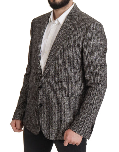 Dolce & Gabbana Exquisite Gray Herringbone Blazer Jacket Dolce & Gabbana