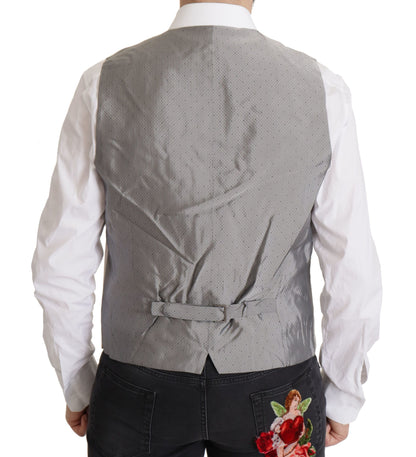 Dolce & Gabbana Elegant Light Gray Silk Blend Suit Jacket Set Dolce & Gabbana