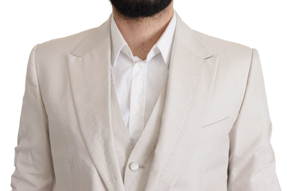 Dolce & Gabbana Elegant Light Gray Silk Blend Suit Jacket Set Dolce & Gabbana