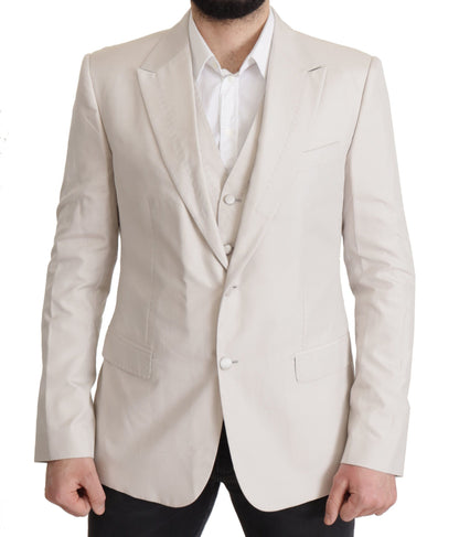 Dolce & Gabbana Elegant Light Gray Silk Blend Suit Jacket Set Dolce & Gabbana