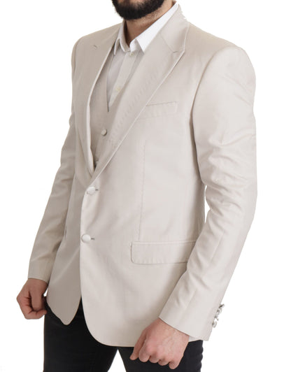 Dolce & Gabbana Elegant Light Gray Silk Blend Suit Jacket Set Dolce & Gabbana