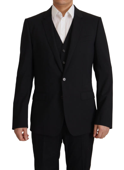 Dolce & Gabbana Elegant Black Martini Blazer and Vest Ensemble Dolce & Gabbana