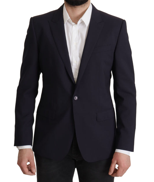 Dolce & Gabbana Elegant Navy Wool Blend Slim Blazer Dolce & Gabbana