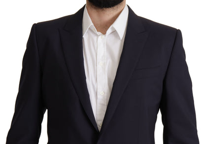 Dolce & Gabbana Elegant Navy Wool Blend Slim Blazer Dolce & Gabbana