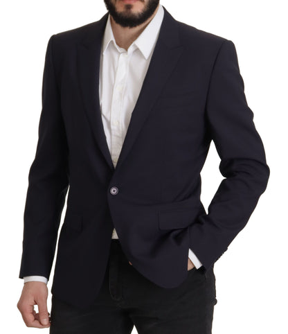 Dolce & Gabbana Elegant Navy Wool Blend Slim Blazer Dolce & Gabbana