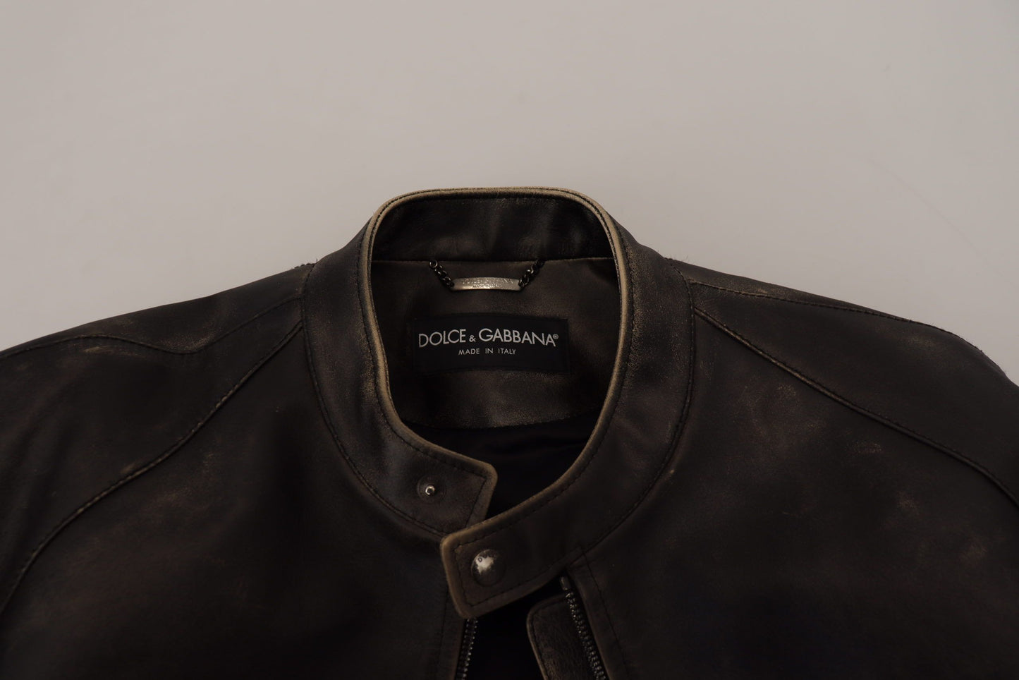 Dolce & Gabbana Elegant Black Leather Jacket with Silver Details Dolce & Gabbana