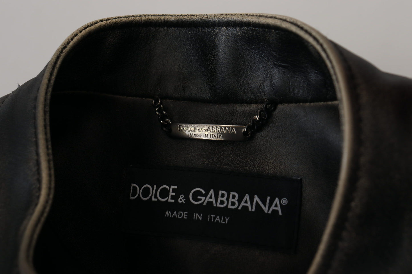 Dolce & Gabbana Elegant Black Leather Jacket with Silver Details Dolce & Gabbana