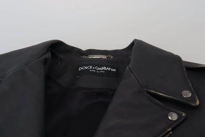 Dolce & Gabbana Elegant Black Leather Biker Jacket Dolce & Gabbana