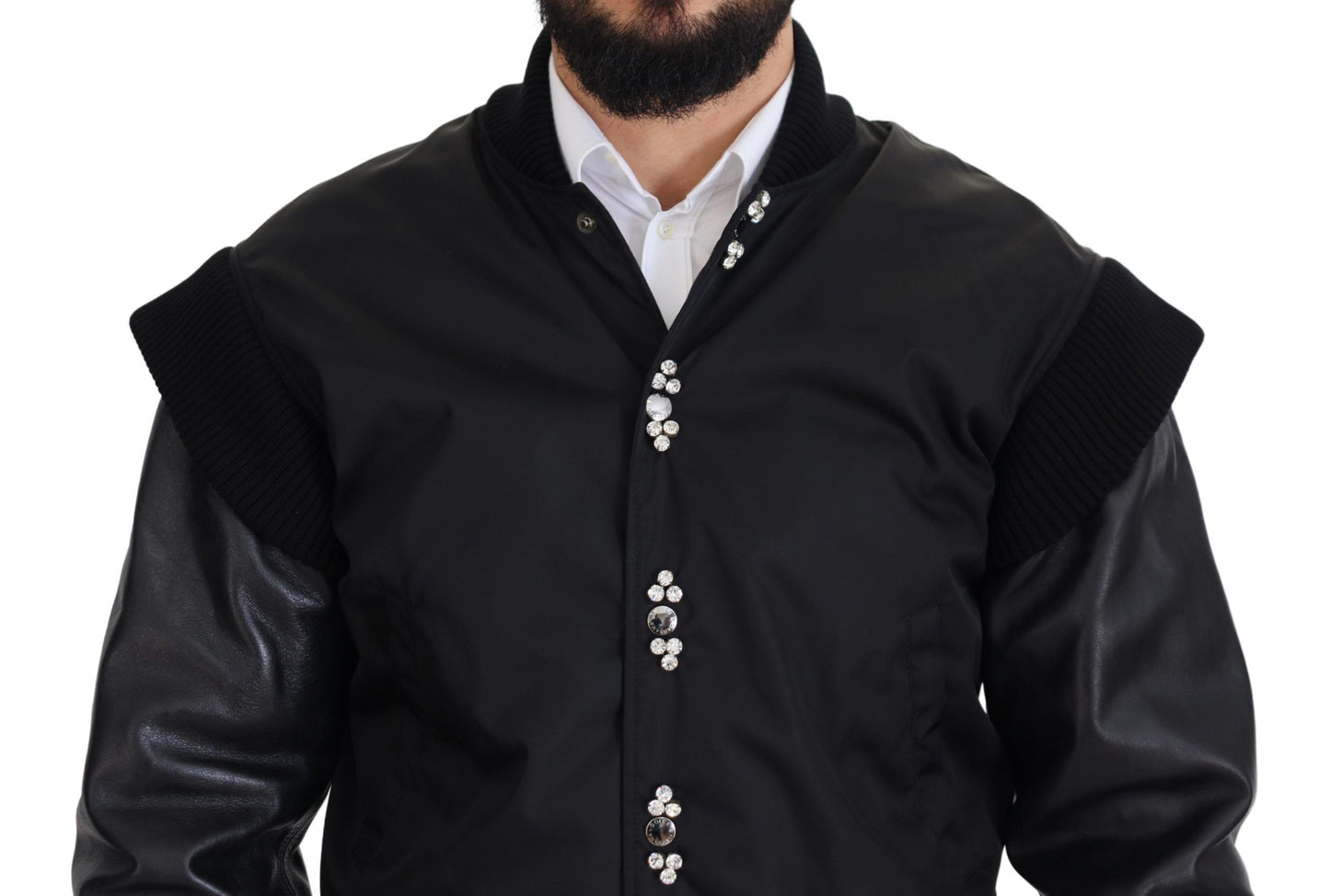 Dolce & Gabbana Elegant Black Crystal-Embellished Bomber Jacket Dolce & Gabbana