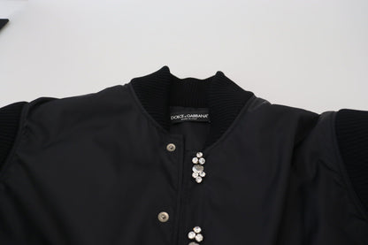 Dolce & Gabbana Elegant Black Crystal-Embellished Bomber Jacket Dolce & Gabbana