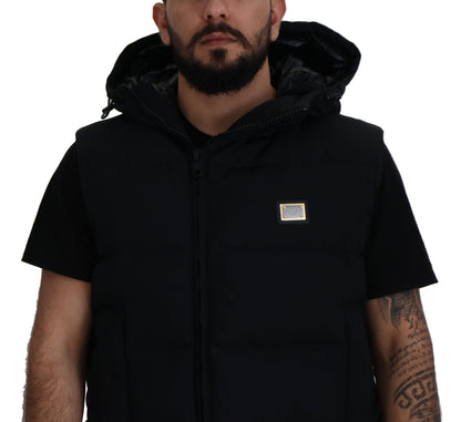 Dolce & Gabbana Sleek Black Hooded Short Sleeve Jacket Dolce & Gabbana