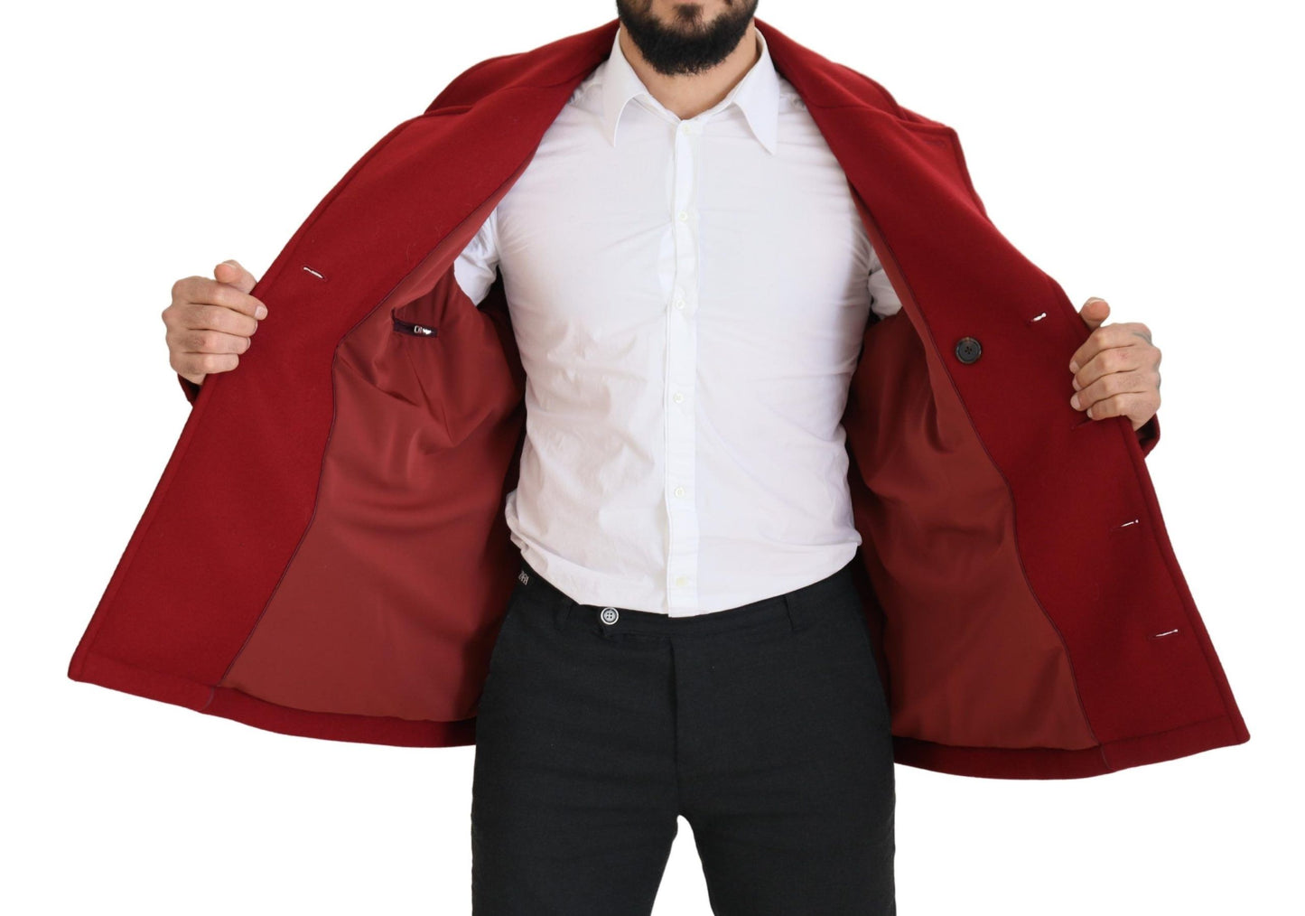 Dolce & Gabbana Elegant Red Double Breasted Wool Jacket Dolce & Gabbana