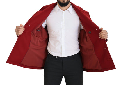 Dolce & Gabbana Elegant Red Double Breasted Wool Jacket Dolce & Gabbana