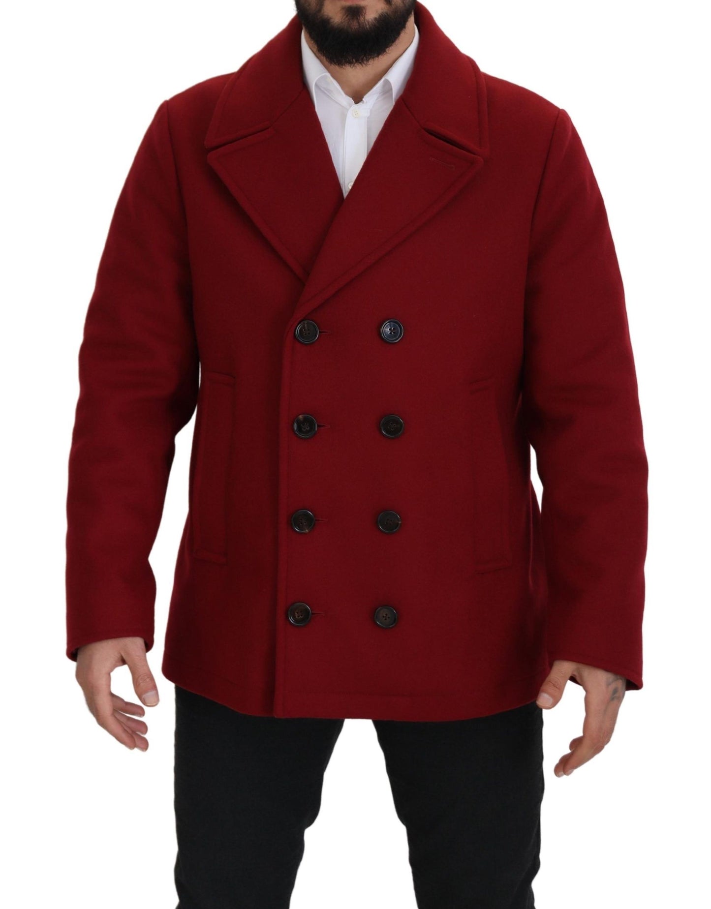 Dolce & Gabbana Elegant Red Double Breasted Wool Jacket Dolce & Gabbana