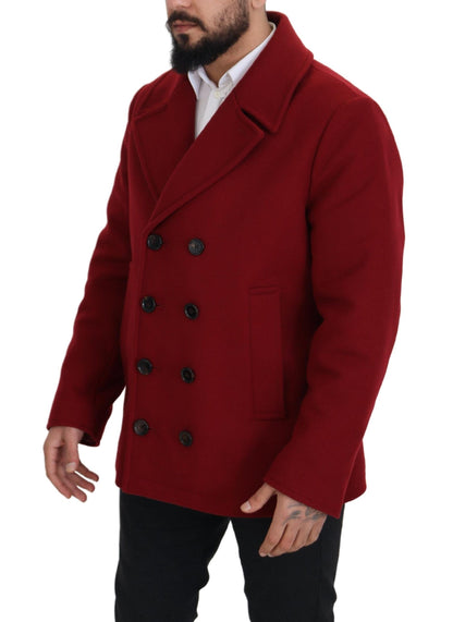 Dolce & Gabbana Elegant Red Double Breasted Wool Jacket Dolce & Gabbana