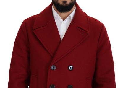 Dolce & Gabbana Elegant Red Double Breasted Wool Jacket Dolce & Gabbana