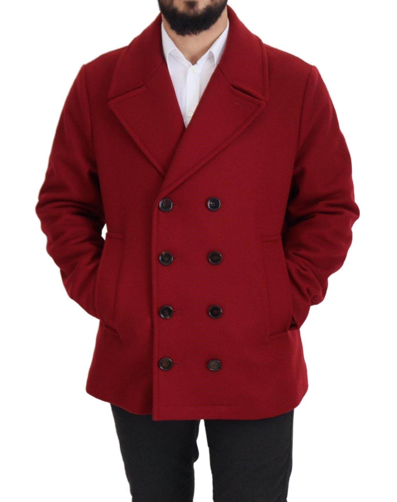 Dolce & Gabbana Elegant Red Double Breasted Wool Jacket Dolce & Gabbana