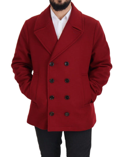 Dolce & Gabbana Elegant Red Double Breasted Wool Jacket Dolce & Gabbana