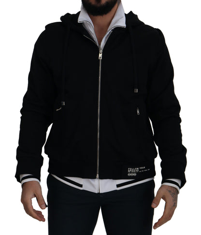 Dolce & Gabbana Elegant Black Bomber Jacket with Hood Dolce & Gabbana