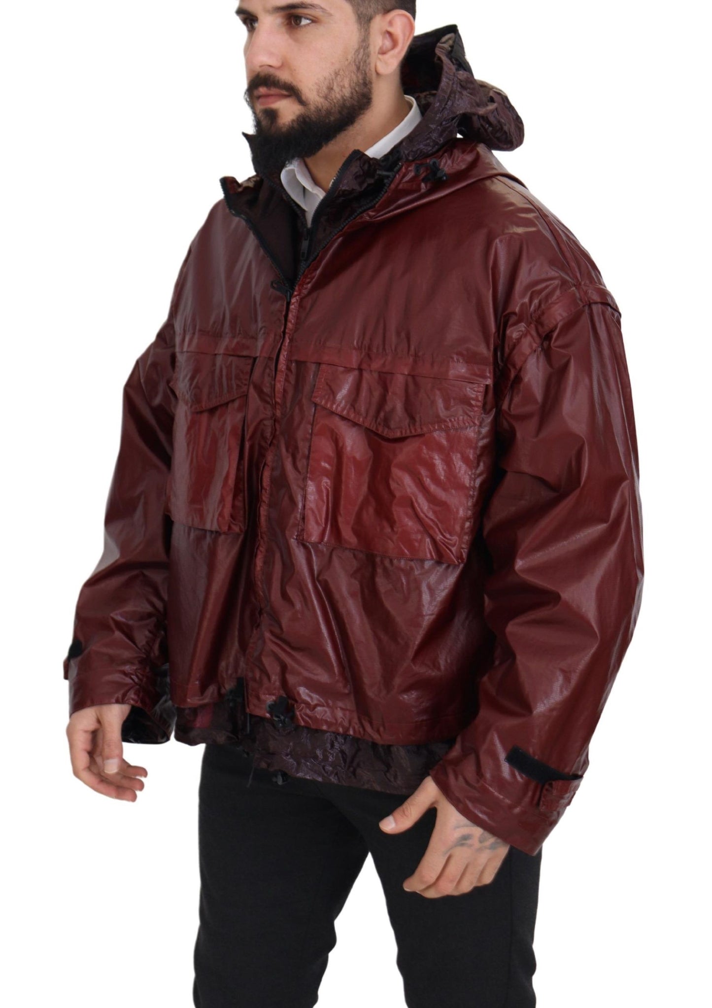 Dolce & Gabbana Elegant Bordeaux Full Zip Hooded Jacket Dolce & Gabbana