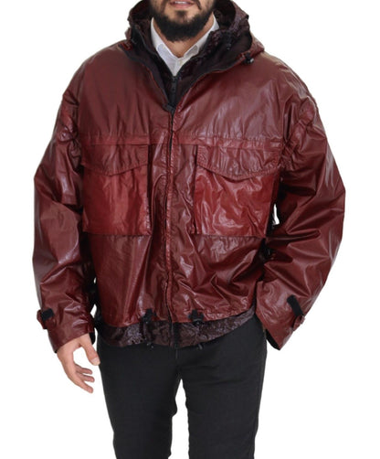 Dolce & Gabbana Elegant Bordeaux Full Zip Hooded Jacket Dolce & Gabbana