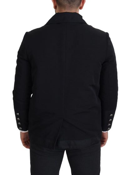 Dolce & Gabbana Elegant Full Zip Black Wool Blend Jacket Dolce & Gabbana