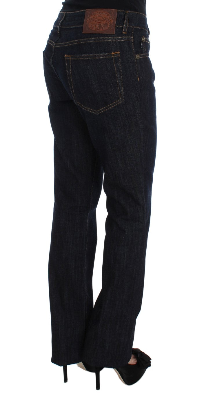 Cavalli Chic Blue Straight Fit Designer Jeans Cavalli