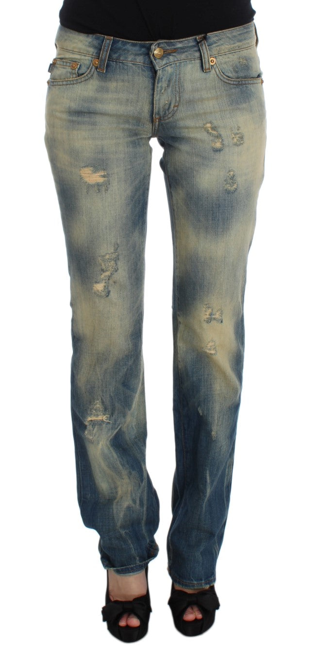 Cavalli Elegant Slim Bootcut Blue Jeans Cavalli