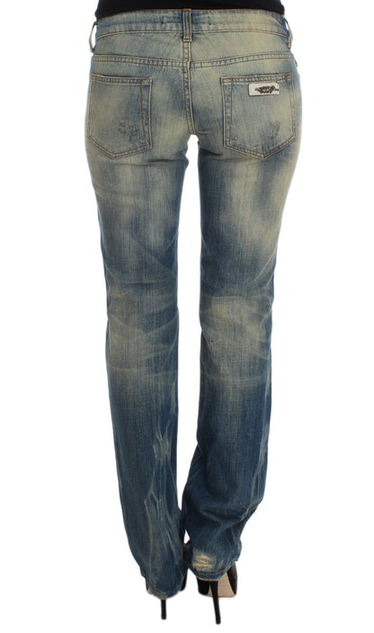 Cavalli Elegant Slim Bootcut Blue Jeans Cavalli