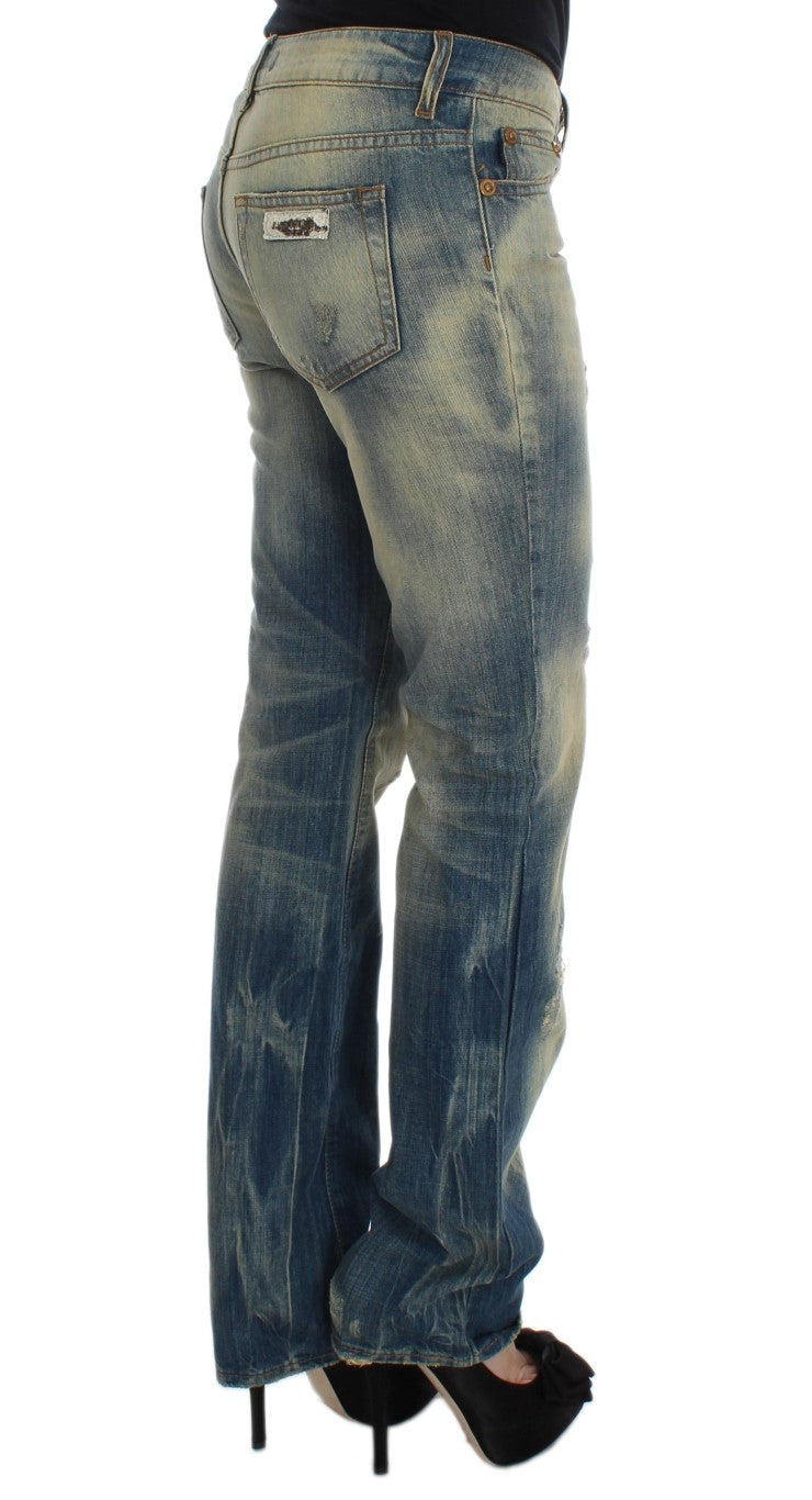 Cavalli Elegant Slim Bootcut Blue Jeans Cavalli