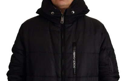 Dolce & Gabbana Elegant Black Hooded Parka Winter Jacket Dolce & Gabbana